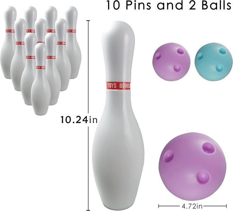 OceanWings Kids Light up Bowling Ball Toys Set,Bowling Pins Toy Game with 10 Pins & 2 Balls Fun Sports Games for Grandkids Kids Toddler Indoor & Outdoor Boys Girls Children 3 4 5 6 Years - Image 3